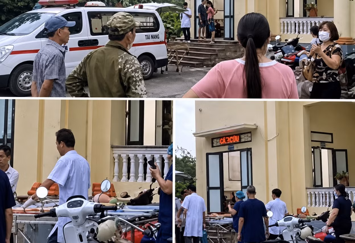 Các nạn nhân trong vụ tấn công tại xã Thư Vũ được đưa đi cấp cứu tại Bệnh viện Đa khoa Thái Bình.